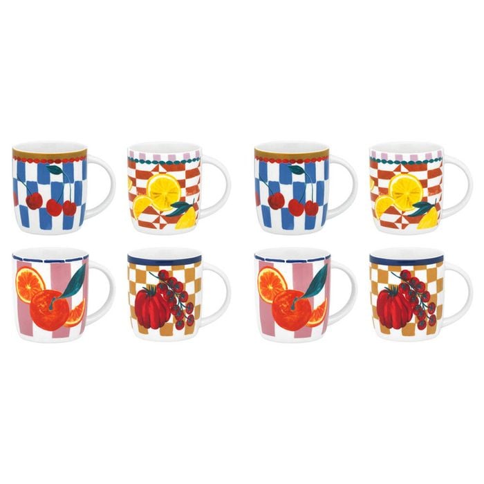 8pc Porto Valentina Porcelain Mugs Drinking Cup 300ml Assorted