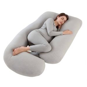 Advwin Pregnancy Nursing Sleeping Pillow w/ Detachable Cover J-Shaped, Grey