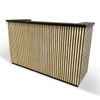 Modern Furniture Kento 180cm Reception Desk - Black & Oak Timber Slat Acoustic