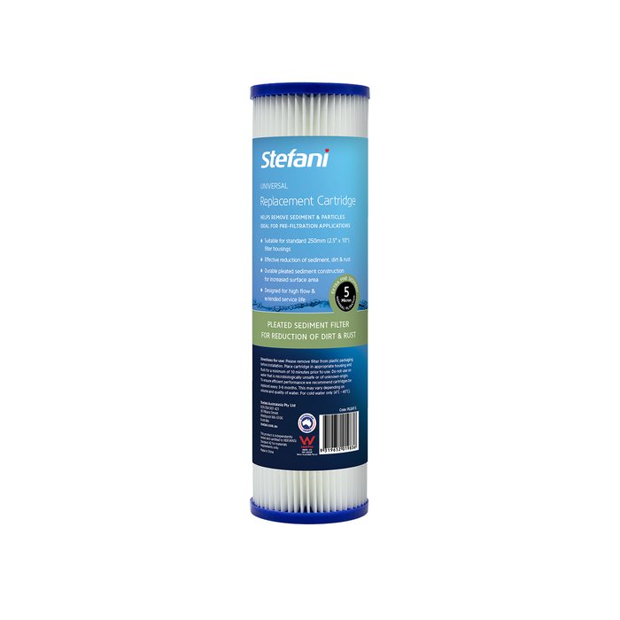 Stefani 5 Micron 2.5 x 10" Pleated Sediment Replacement Water Filter Cartridge