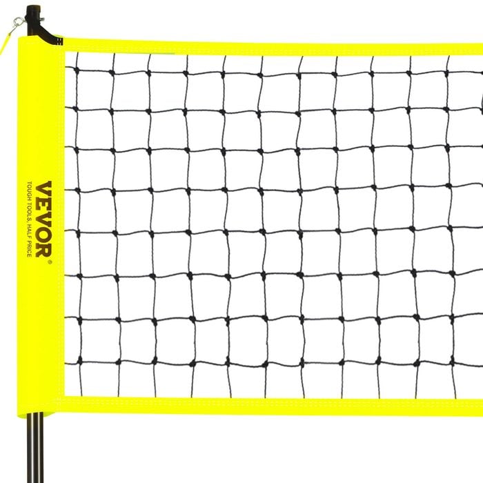 VEVOR Outdoor Portable Volleyball Net System Yellow Adjustable Height Steel Poles with PVC for Backyard