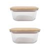 2pc Bamboo Cover Food Container Medium and Large