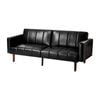 Oikiture 3 Seater Sofa Bed Sleeper Futon Faux Leather Black