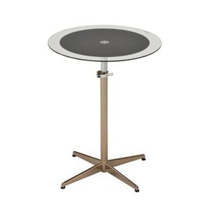 6IXTY Upo Height Adjustable Round Side Lamp End Table Glass Top