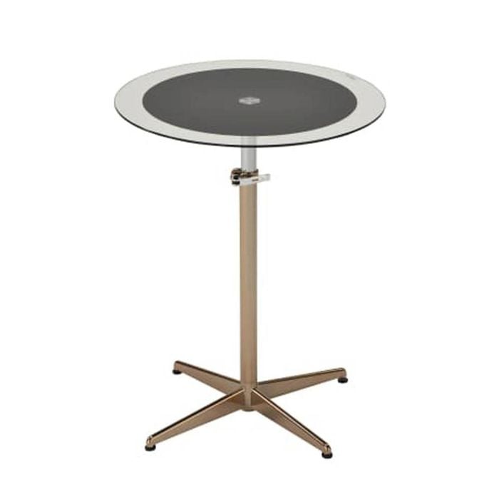 6IXTY Upo Height Adjustable Round Side Lamp End Table Glass Top