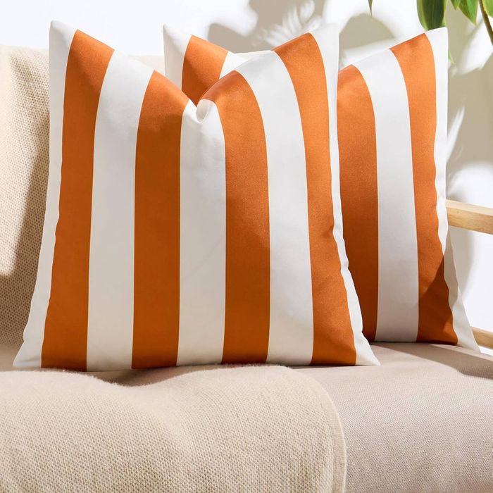 Gioia Casa Striped Outdoor Waterproof Cushion Covers - Orange, 45x45cm