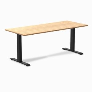 Desky Fixed Height Bamboo Desk 180x75cm Matte Black Leg