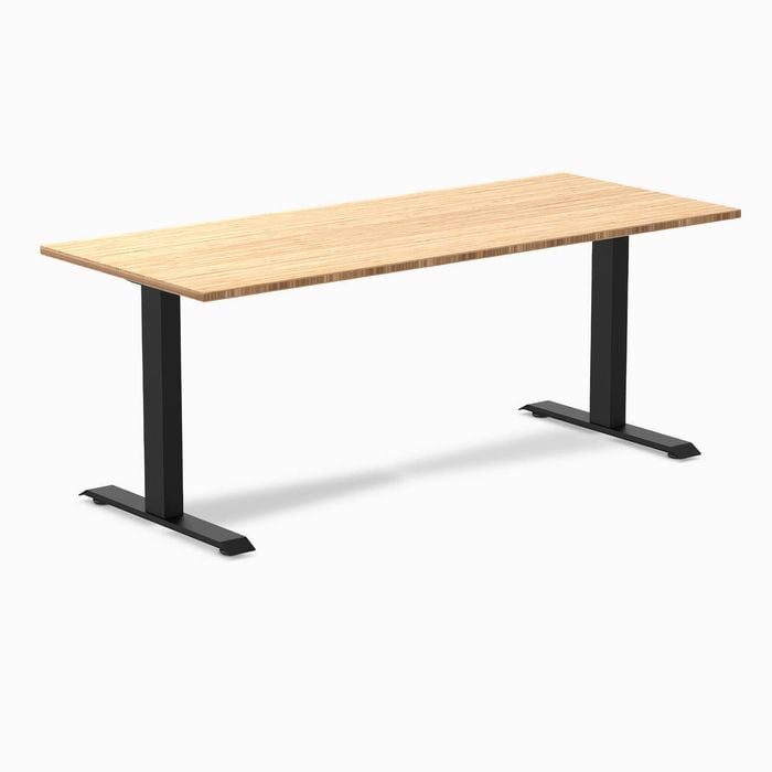 Desky Fixed Height Bamboo Desk 180x75cm Matte Black Leg