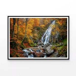 Waterfall in Forest with Trees  Print 100% Australian Made 120x90cm  (Poster)