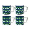 4pk La Cafetiere Ceramic Espresso Drinking Mug Cup Blue Cyan Tides 120ml
