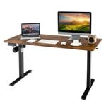 Costway 140cm Large Electric Standing Desk 3 Memory Height Brown