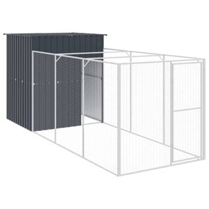 vidaXL Dog House Dog Kennel Dog Crate with Run Anthracite Galvanised Steel
