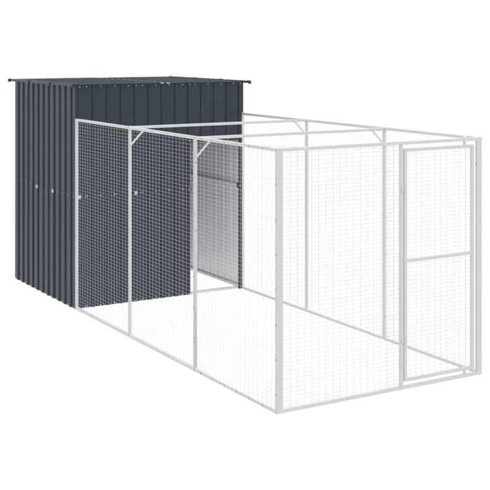 vidaXL Dog House Dog Kennel Dog Crate with Run Anthracite Galvanised Steel