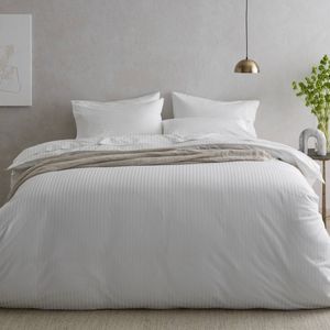 Bedding Co. Quilt Cover Set 500TC Organic Cotton White Stripe Queen
