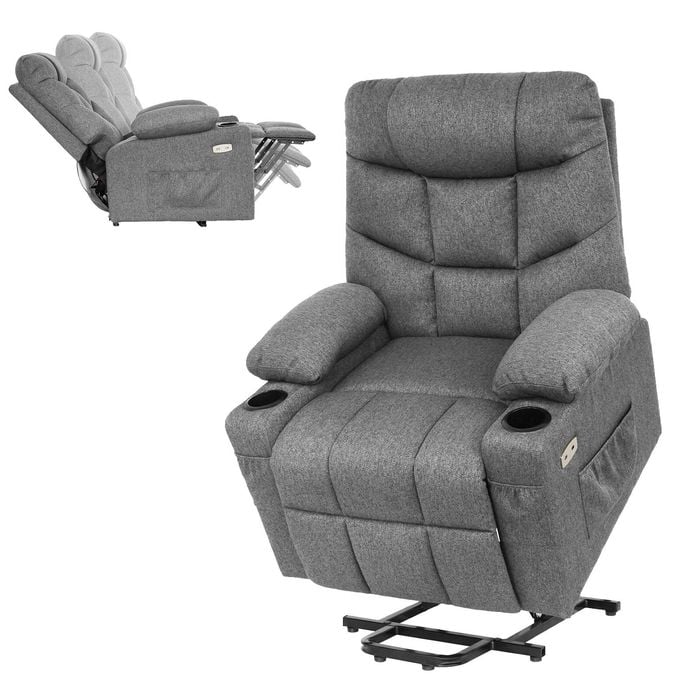 Advwin Lift Recliner Chair Padded Seat Sofa Couch Lounge Armchair Grey