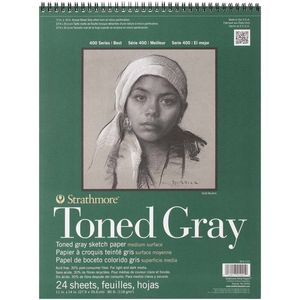 Strathmore 400 Series Toned Art/sketch Pad Grey Wire 11''x14'' 24 Sheets