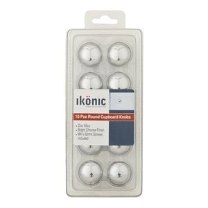 Ikonic 30mm Mushroom Bright Chrome Cupboard Knob - 10 Pack