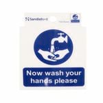 Sandleford 75 x 75mm Now Wash Your Hands Please Self Adhesive Sign