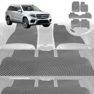 6D Diamond Car Floor Mats for Mercedes-Benz GLS-Class (X166)2012-2019-Ultimate Set-Grey-Outback GT