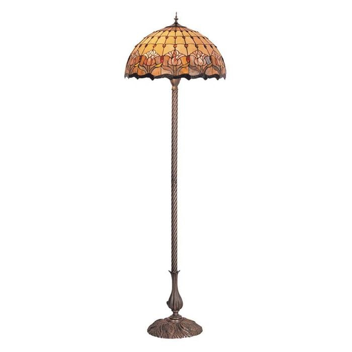 G&g Red Tulip Floor Tiffany Floor Lamp Set