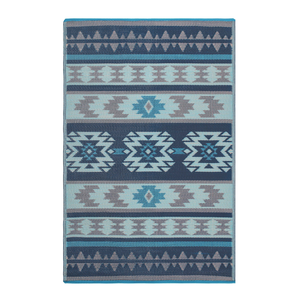 Fab Habitat 120x179cm Blue Cusco Tribal Recycled Plastic Reversible Outdoor Rug