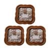 3x Urban Products Darcy Curve Natural Wood Scalloped Edge 4x4inch