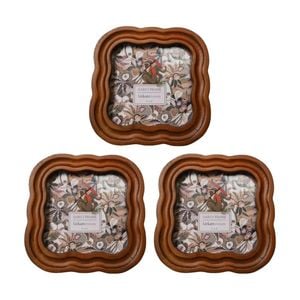 3x Urban Products Darcy Curve Natural Wood Scalloped Edge 4x4inch