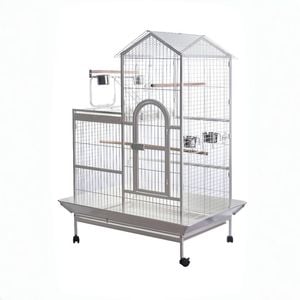Yes4pets White 160cm Xl Bird Cage Pet Parrot Aviary Perch Castor Wheels