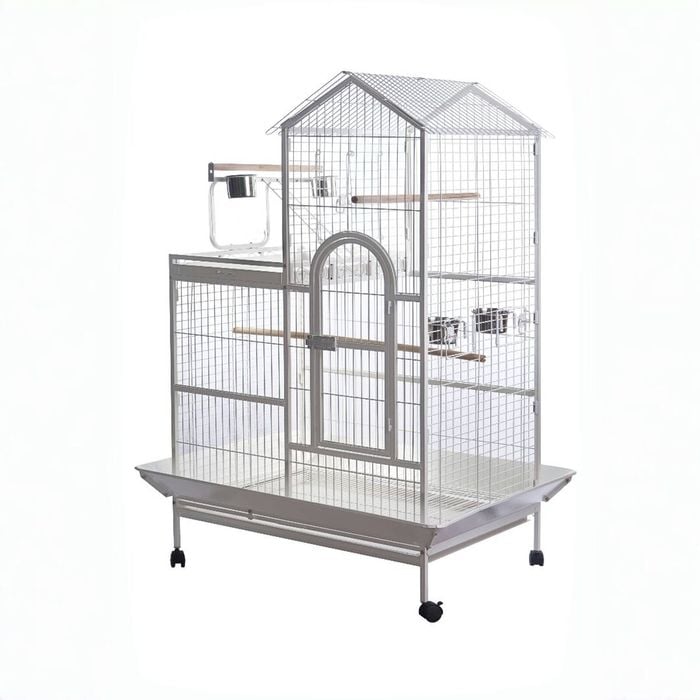 Yes4pets White 160cm Xl Bird Cage Pet Parrot Aviary Perch Castor Wheels