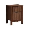 Oikiture Modern Bedside Table Nightstand Drawer Shelf Door Cabinet Walnut
