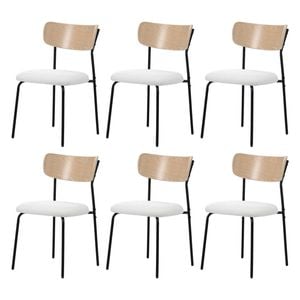 Oikiture 6pcs Dining Chairs Kitchen Chair Padded Lounge Seat Sherpa White