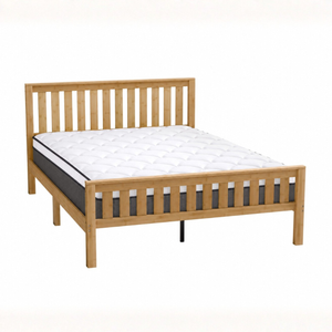 Zinus Double Wooden Bed Frame with Slatted Base & Pocket Spring Mattress Set, Support iCoil Eurotop
