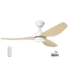 Atlanta 52" (1320mm) DC Smart Ceiling Fan with LED Light and Remote Control | White / Oak
