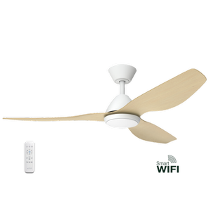 Atlanta 52" (1320mm) DC Smart Ceiling Fan with LED Light and Remote Control | White / Oak