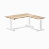 Desky L-shape Sit To Stand White Ash Hardwood Desk 1500x1550mm White Height Adjustable Leg