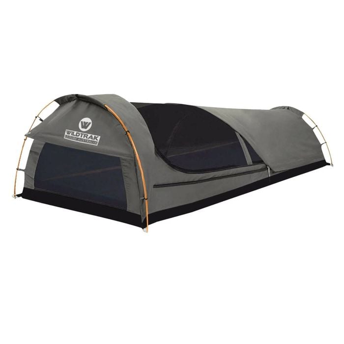 Wildtrak Double 210x145cm Trakker Swag Camping Tent W/ Canvas Bag Grey/black