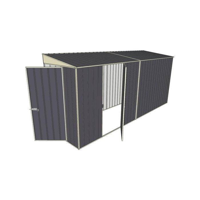 Build-A-Shed 1.2 x 4.5 x 2.0m Tunnel Shed Tunnel Hinged Door with 1 Hinged Side Door - Grey