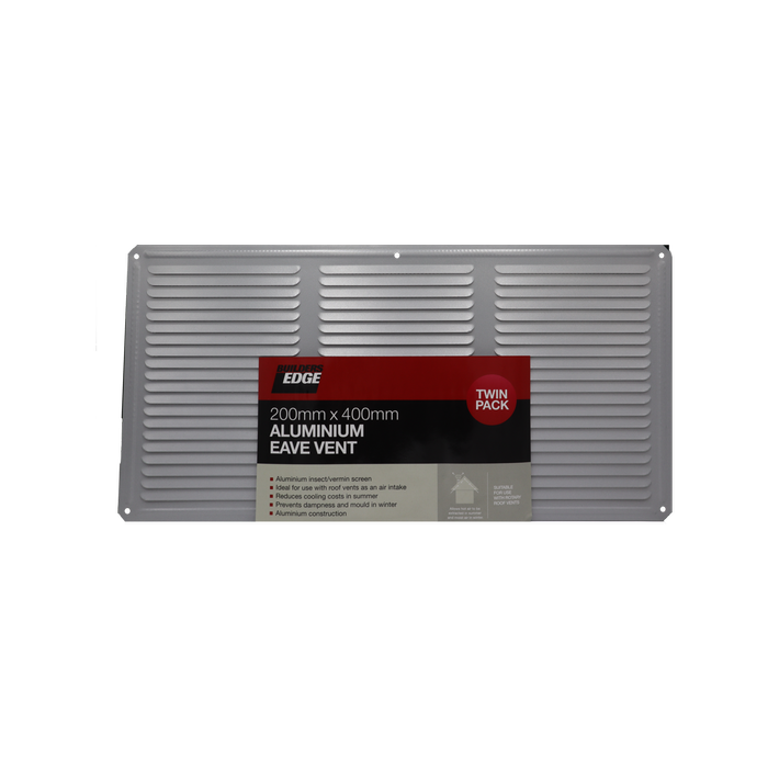 Builders Edge 200 x 400mm Aluminium Eave Vent - Twin Pack