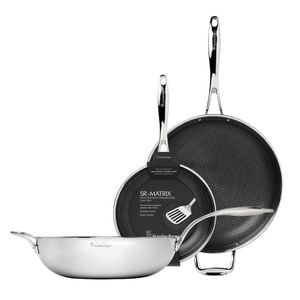 New Stanley Rogers 3pc Matrix 26cm + 32cm Frypan + 32cm Wok Non-stick Suits Induction