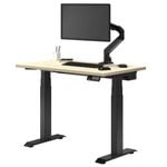 Desky Dual Mini Sit to Stand Classic Oak Desk 1000x600mm Matte Black Frame