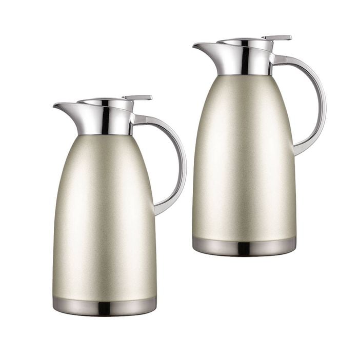 SOGA 2 Pack 1.8L Double-Wall Stainless Steel Vacuum Flasks - Silver