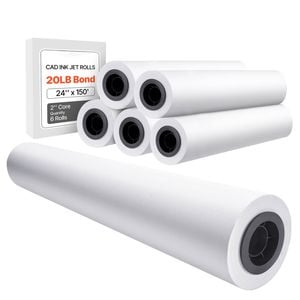 Vevor 609.6 Mm X 45.7 M Wide Format Paper White 6 Rolls Cad Bond Rolls With 50.8 Mm Core 15 Kg