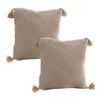 SOGA 2X 45cm Off-White Wabi-Sabi Tassel Square Throw Pillow