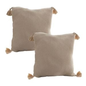 SOGA 2X 45cm Off-White Wabi-Sabi Tassel Square Throw Pillow