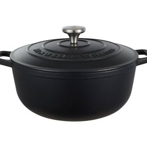 Maxwell & Williams Cast Iron Round Casserole Black 6.2L Cookware 28cm