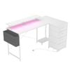 Ufurniture L-Shaped Gaming Desk RGB LED Reversible 160cm White