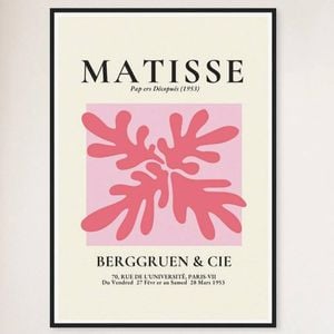 Galrie Henri Matisse Vintage Art Print Exhibition at Berggruen & Cie (Pink II), Black Frame, A0 84 x 119cm (33 x 47inch)