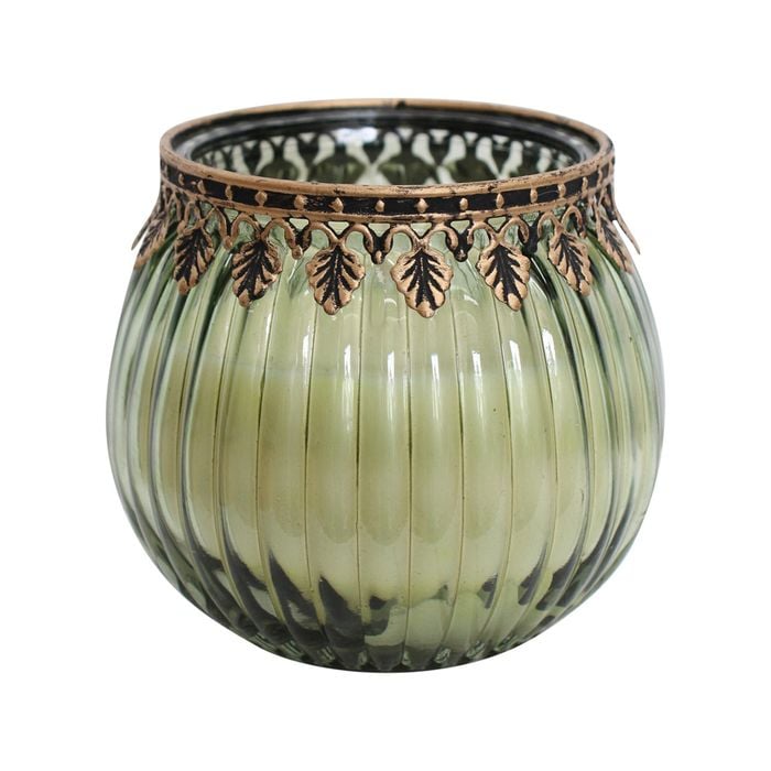 Glass/Wax/Metal 11cm Scented Tealight Candle Noir Large Rain Large - Green