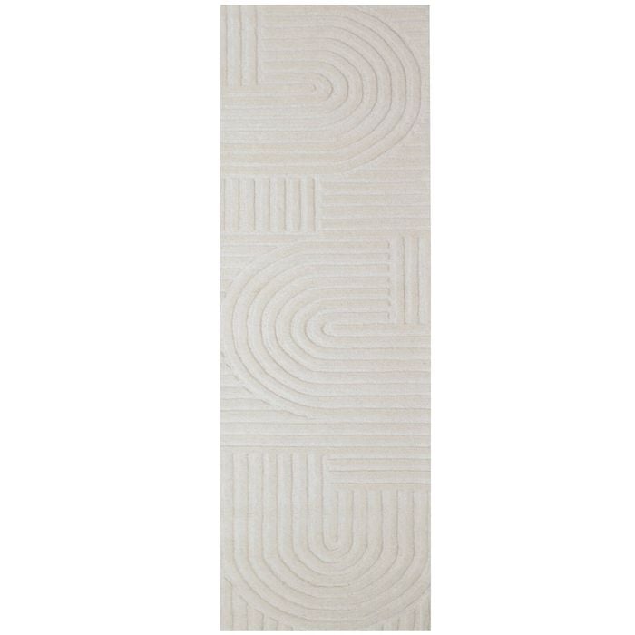 Contemporary Handwoven Wool Rug-Unity 6230-Ivory-80x300cm