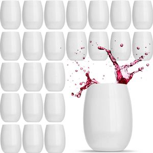 Rowdy Crowd Wine White Tumblers Catering 24 Pack 425ml - Unbreakable Tritan Plastic Stemless Dishwasher Safe